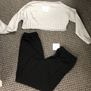 Off the shoulder sweater, joggers